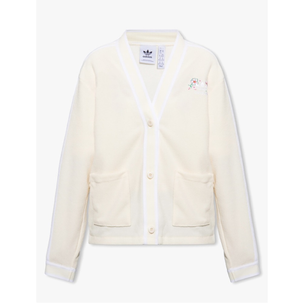 NWT Adidas Originals Cardigan With Logo Cream white IP3761 - Picture 2 of 11